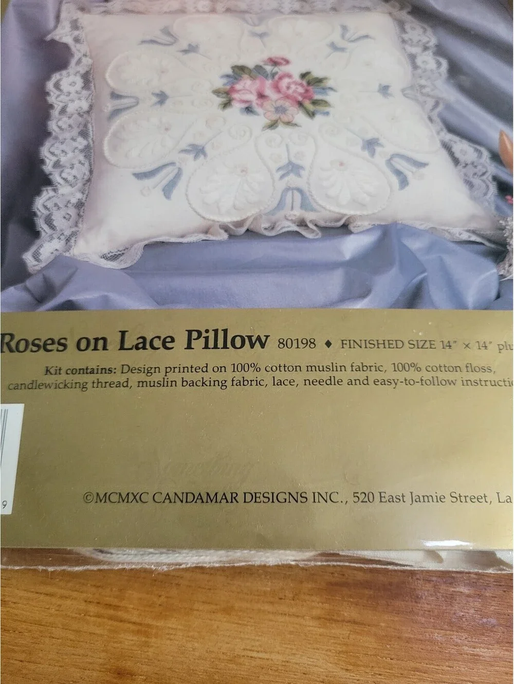 Something Special Candlewicking Roses on Lace Pillow Kit